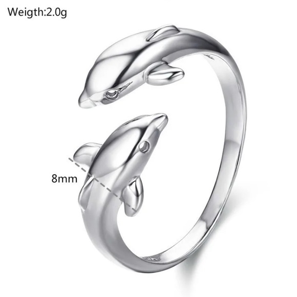 🌟 Double Dolphin Adjustable Ring - Picture 3 of 5